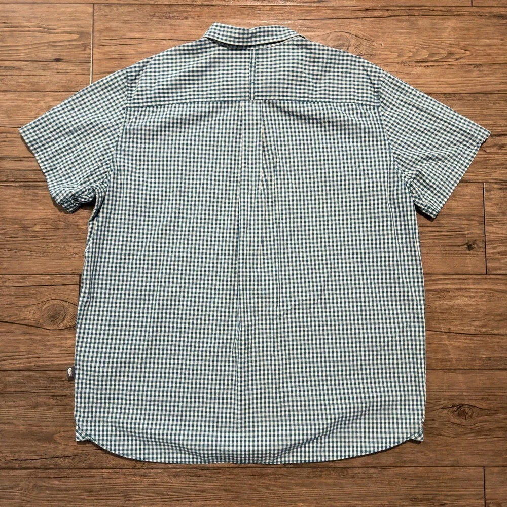 The North Face Button Down Shirt Gingham Blue White Short Sleeve XXL - Picture 3 of 5